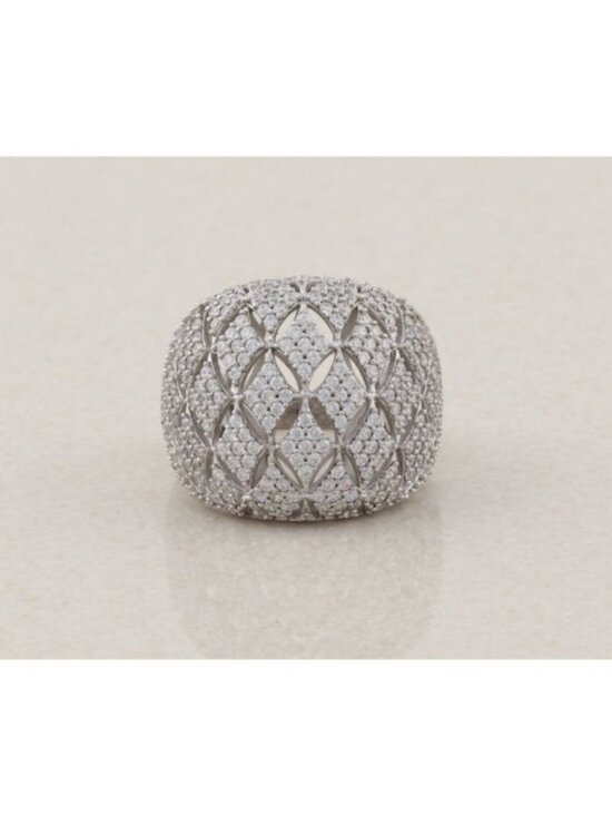 Unbranded Jewelry - Sterling Silver Sparkly Bold Cubic Zirconia CZ Statement Ring Size 10 1/4